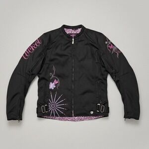 Joe Rocket Womens Mesh Motorcycle Jacket Black Floral Butterfly Leopard Sz M‎